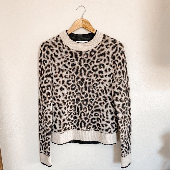 Veronica Beard | Merino Wool Blend Leopard Print Boho Pullover Marly Sweater - Picture 1 of 12